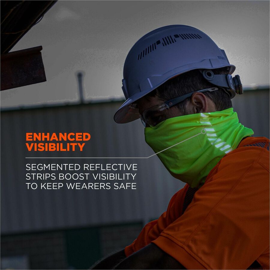 Ergodyne Chill-Its 6487R Cooling Multi-Band, Lime, Fabric/Polyester/Microfiber/Spandex, Knit, Moisture Wicking, Wind & UV Resistant, Anti-odor, Stretchable, High Visibility, Reflective Accent, 1 Each
