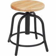 NPS® 18”-25” Height Adjustable Designer Stool, Surface Color: Oak, Frame Color: Black