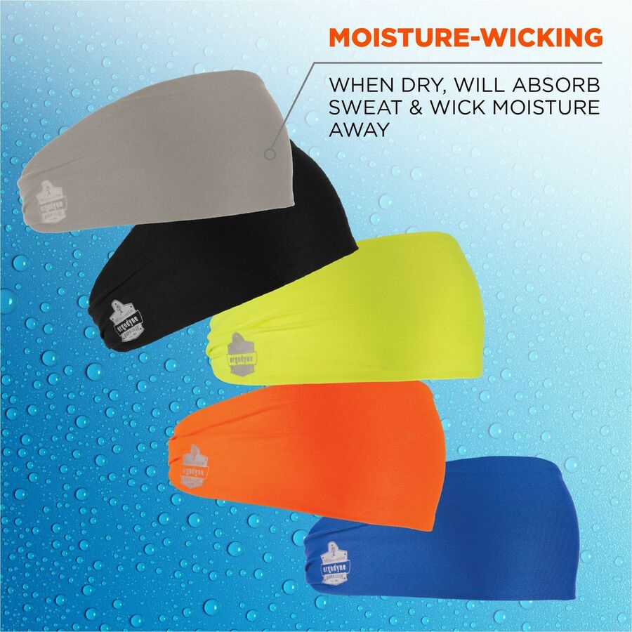 Ergodyne 6634 Cooling Headband, One Size, Lime, Knit Fabric, 1 Each
