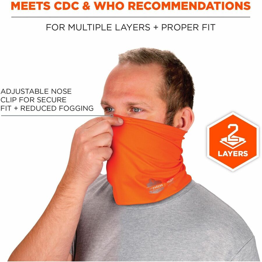Ergodyne Chill-Its 6489 2-Layer Cooling Multi-Band, Large/XL, Polyester/MicroFiber/Spandex, Orange, 1 Each