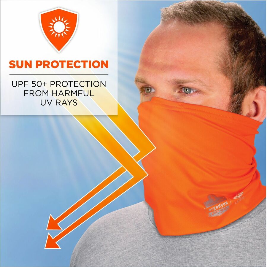 Ergodyne Chill-Its 6489 2-Layer Cooling Multi-Band, Large/XL, Polyester/MicroFiber/Spandex, Orange, 1 Each