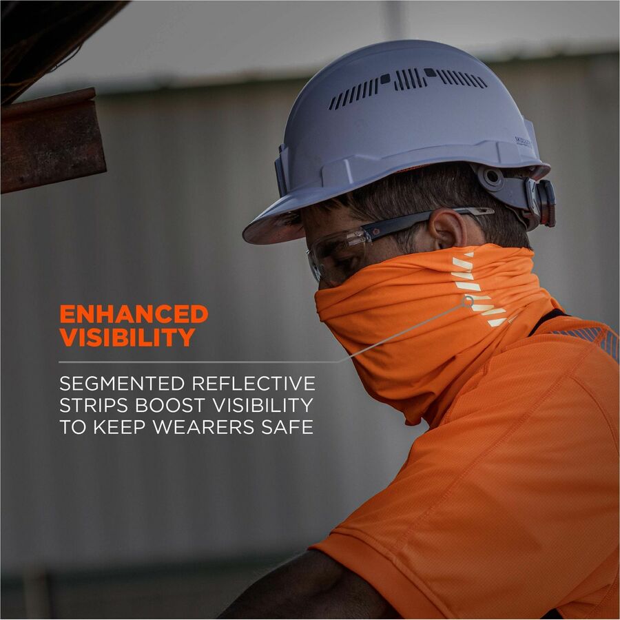 Ergodyne 6487 Cooling Multi-Band, Orange, Fabric/Polyester/MicroFiber/Spandex, Reflective, Moisture Wicking, UV Resistant, Anti-odor, Stretchable, Lightweight, High Visibility, 1 Each