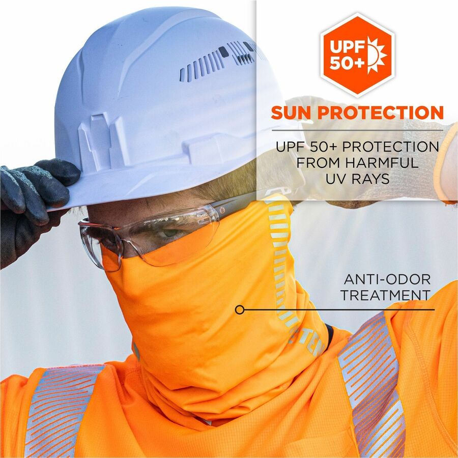 Ergodyne 6487 Cooling Multi-Band, Orange, Fabric/Polyester/MicroFiber/Spandex, Reflective, Moisture Wicking, UV Resistant, Anti-odor, Stretchable, Lightweight, High Visibility, 1 Each