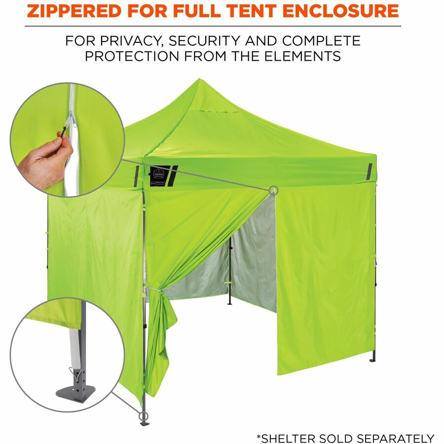 Ergodyne Shax 6096 Pop-Up Tent Sidewall, Water Repellent, Lime, Polyester, 1 Each