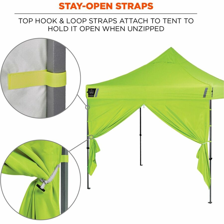 Ergodyne Shax 6096 Pop-Up Tent Sidewall, Water Repellent, Lime, Polyester, 1 Each