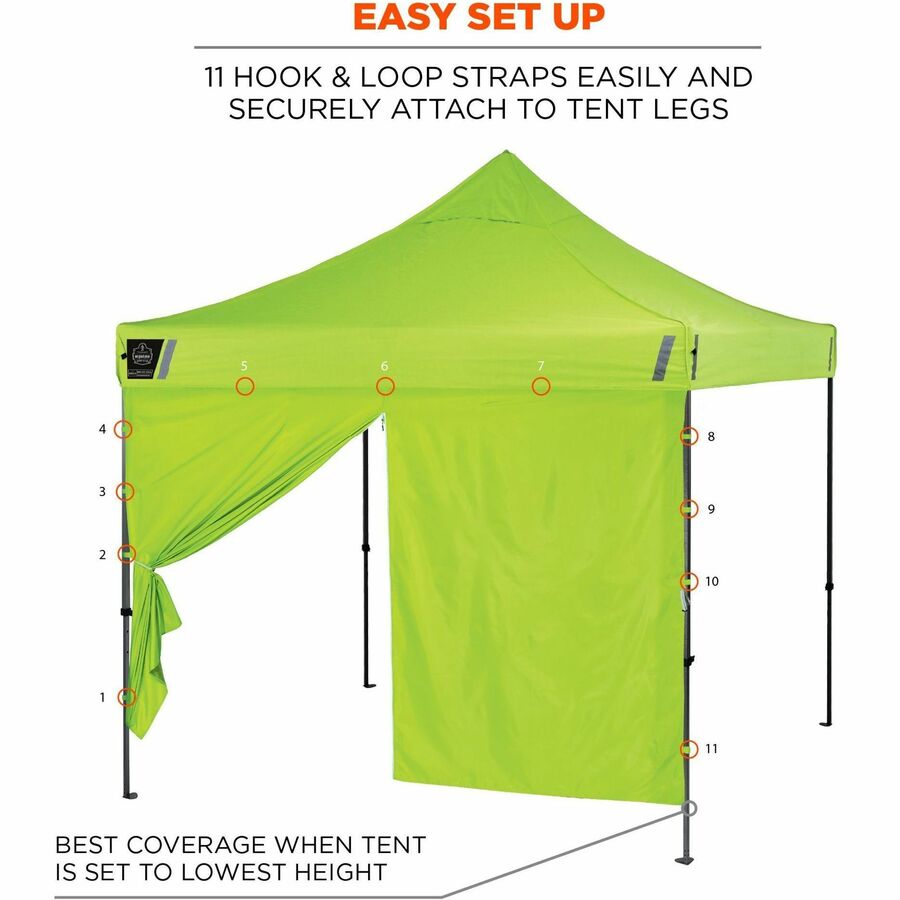 Ergodyne Shax 6096 Pop-Up Tent Sidewall, Water Repellent, Lime, Polyester, 1 Each