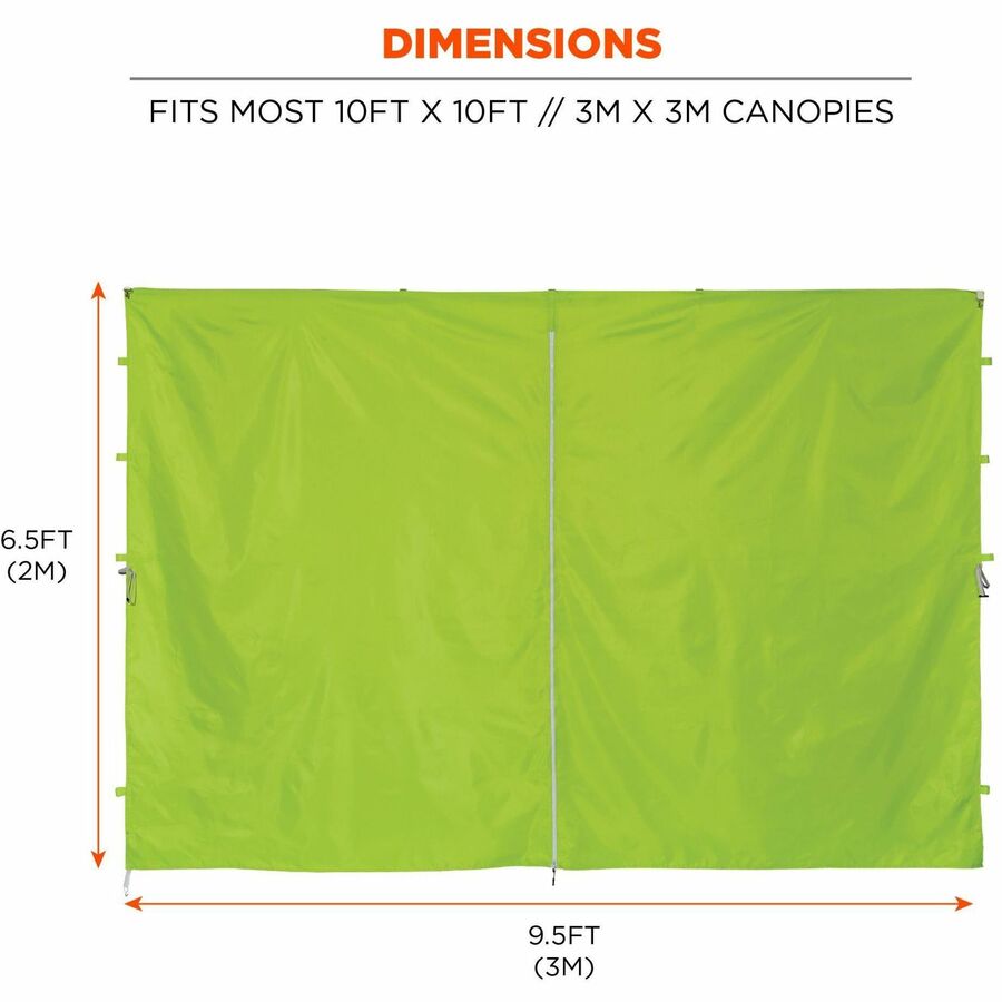 Ergodyne Shax 6096 Pop-Up Tent Sidewall, Water Repellent, Lime, Polyester, 1 Each