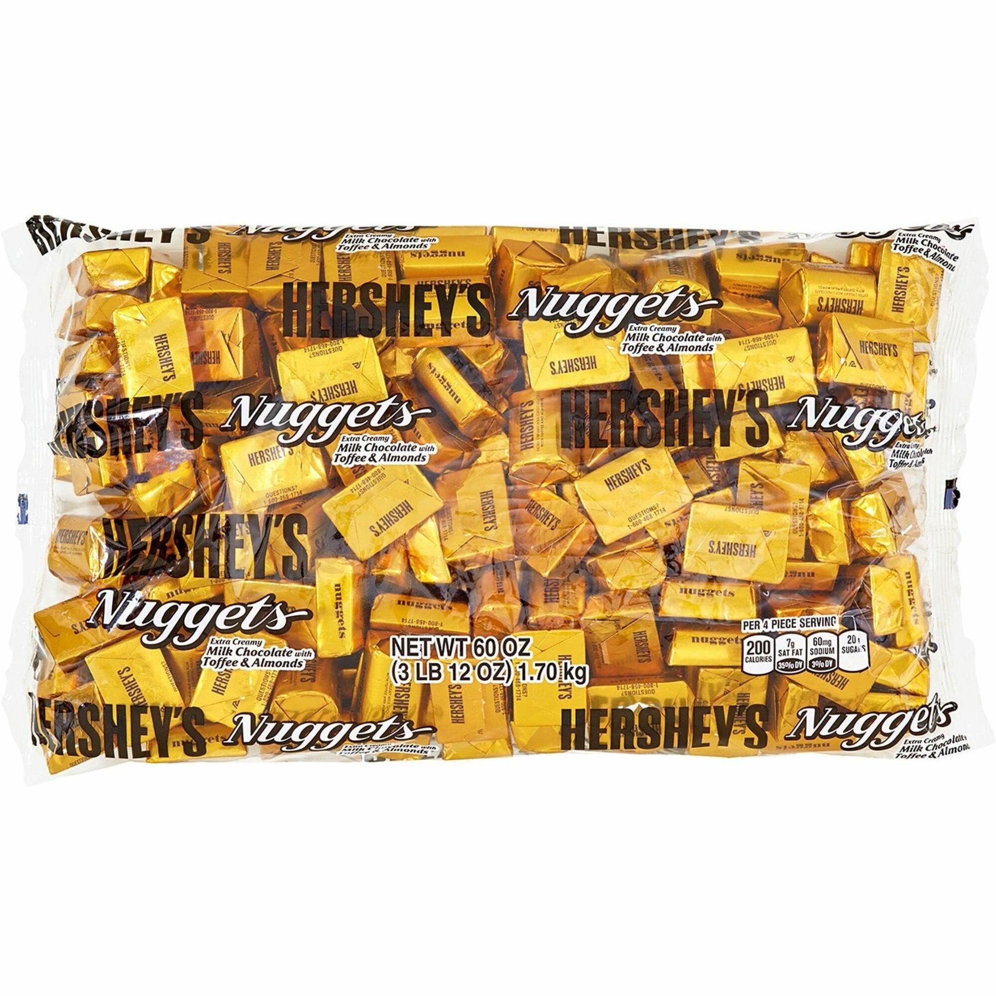 Hershey Nuggets Chocolates, Milk Chocolate with Toffee & Almonds, 3.75 lb, 1 Carton
