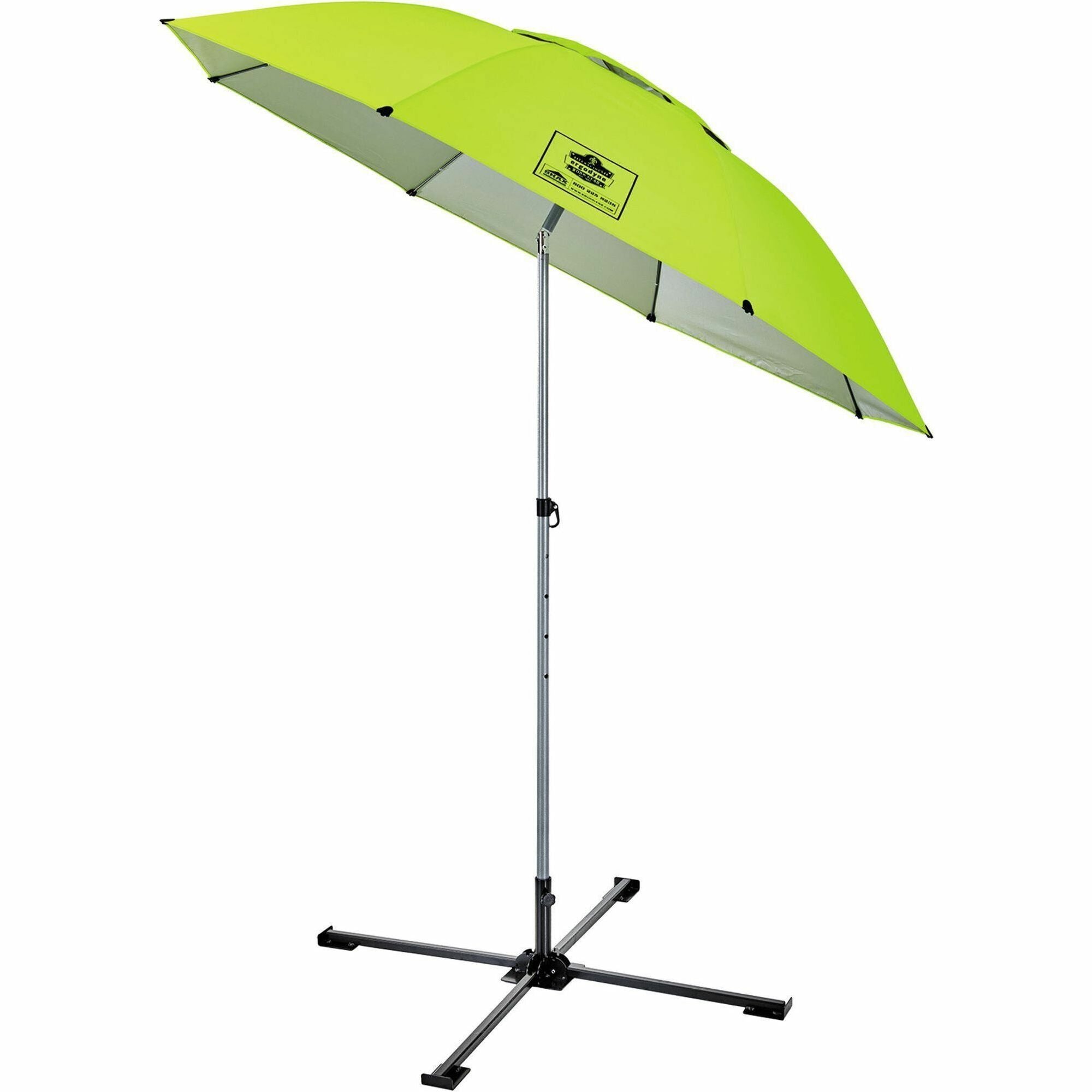 Ergodyne SHAX 6199 Lightweight Work Umbrella and Stand Kit, Lime, Includes 1 Umbrella, 1 Stand, Oversized Storage Bag with Pocket & Ground Spike