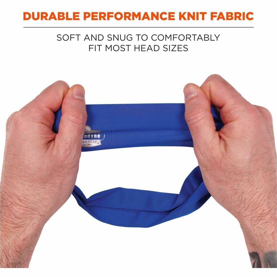 Ergodyne 6634 Cooling Headband, One Size, Blue, Knit Fabric, 1 Each