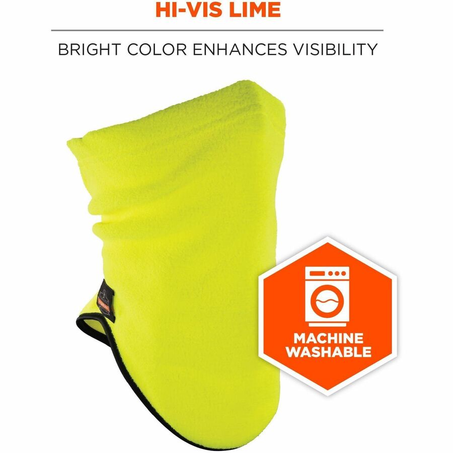 Ergodyne 6960 Fleece Neck Gaiter, Lime, Lightweight, Breathable, Stretchable, High Visibility, 1 Each