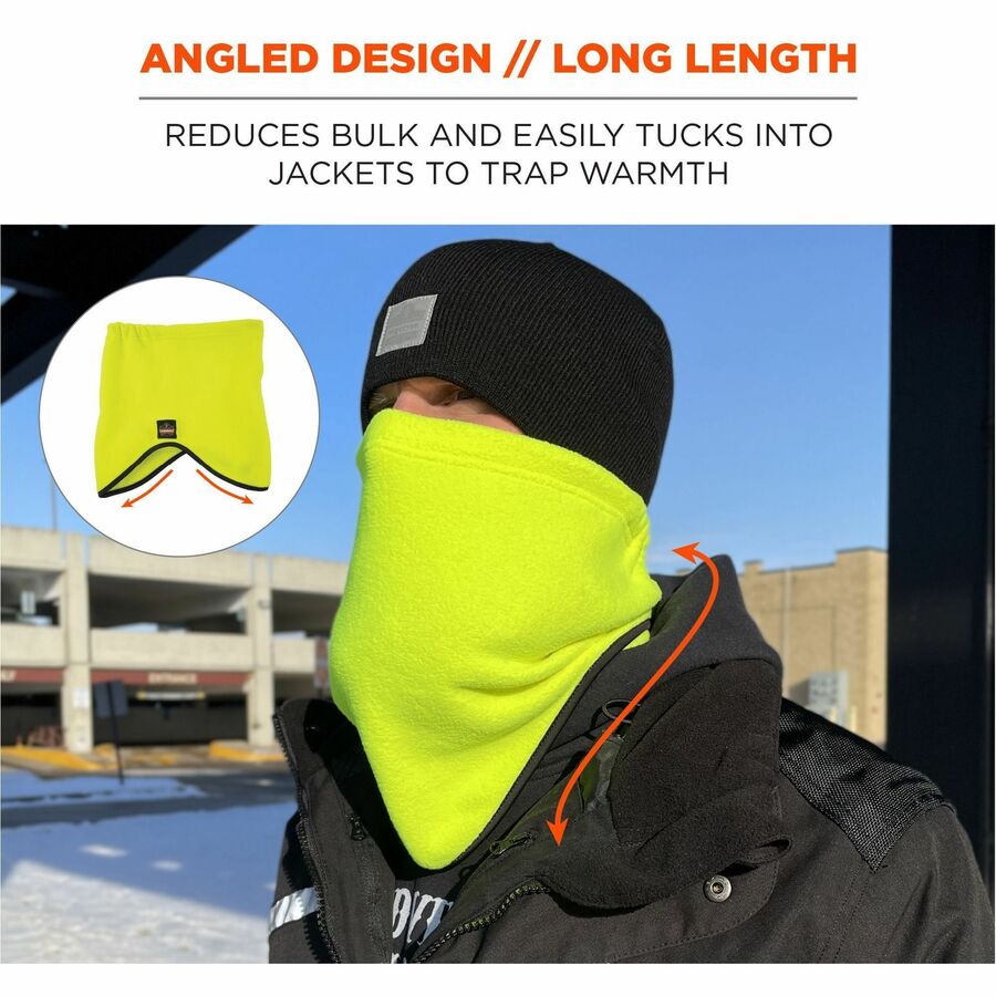 Ergodyne 6960 Fleece Neck Gaiter, Lime, Lightweight, Breathable, Stretchable, High Visibility, 1 Each