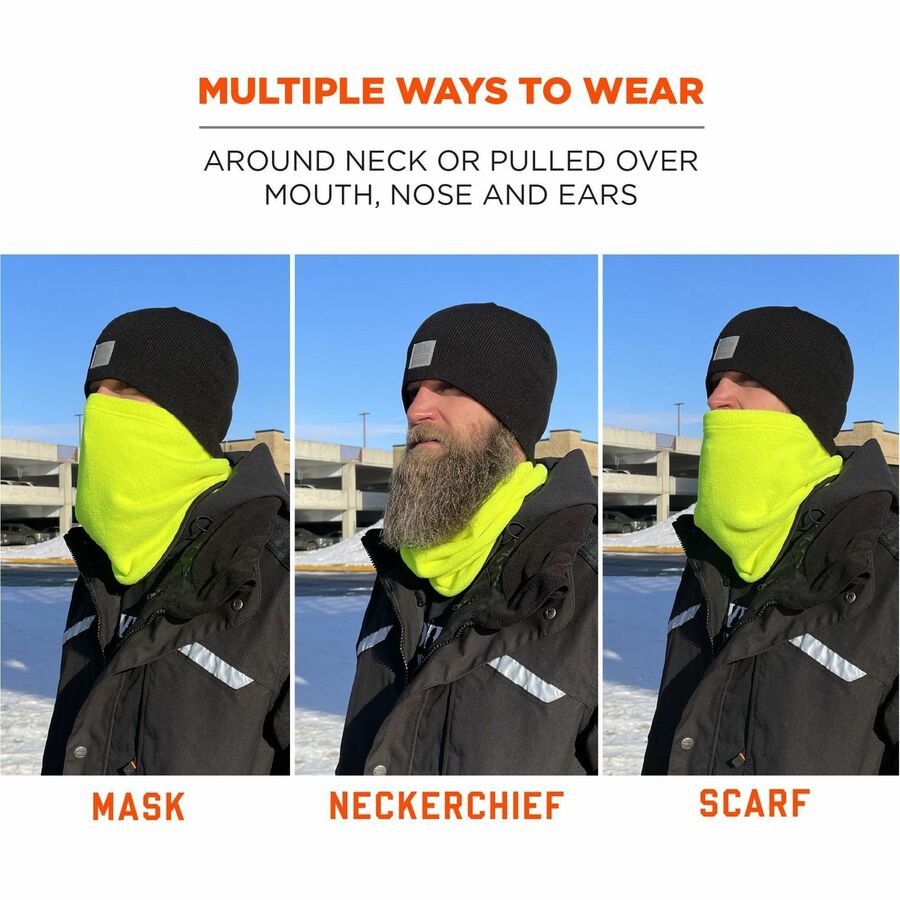 Ergodyne 6960 Fleece Neck Gaiter, Lime, Lightweight, Breathable, Stretchable, High Visibility, 1 Each