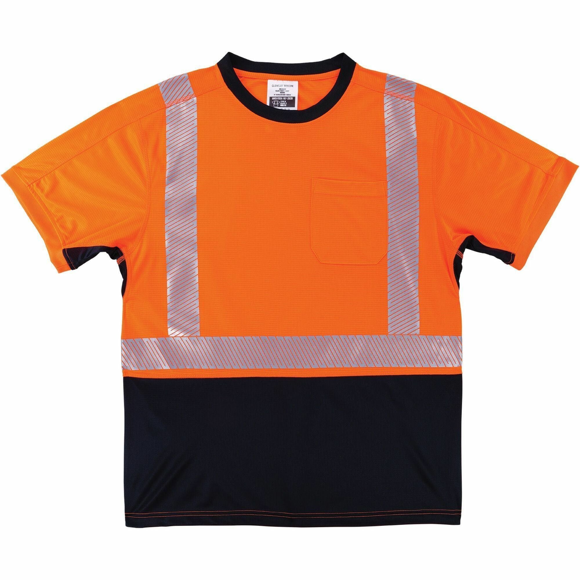 Ergodyne 8283BK Lightweight Hi-Vis T-Shirt, 4XL, Black/Orange, 100% Polyester, 1 Each