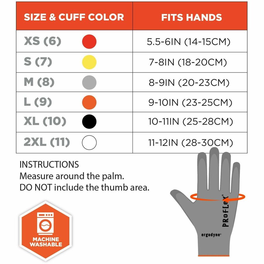 Ergodyne 7024 PU-Coated Cut-Resistant Gloves, X-Large, Gray, Touchscreen Capable, Polyurethane Palm, HPPE/Nylon Spandex, 13-Gauge, 2 Pairs per Pack