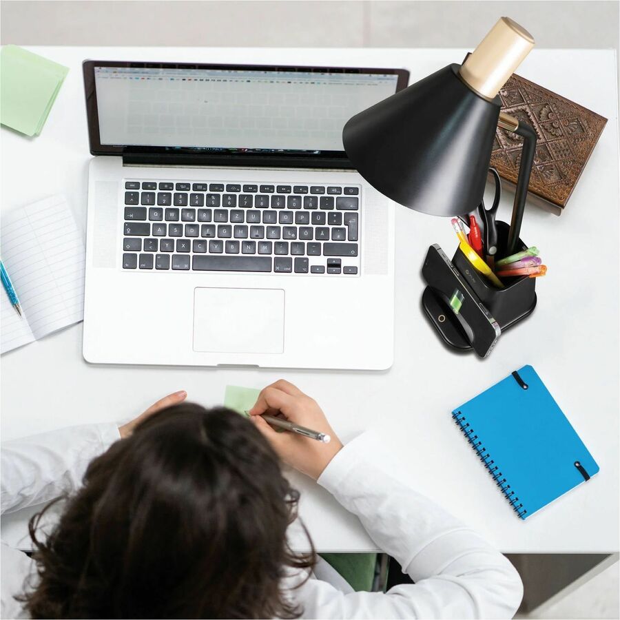 LED Bulb - ClearSun LED, Adjustable Brightness, USB Charging, Qi Wireless Charging, Touch Sensitive Control Panel - Black - for Desk, Smartphone, Tablet, Headphone