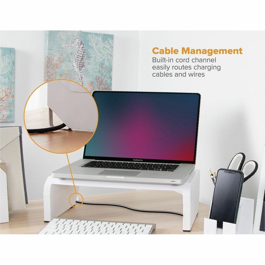 Bostitch Konnect Adjustable Monitor Stand, White, Supports Up to 30" Screen, 25 lb Capacity, 1 Each