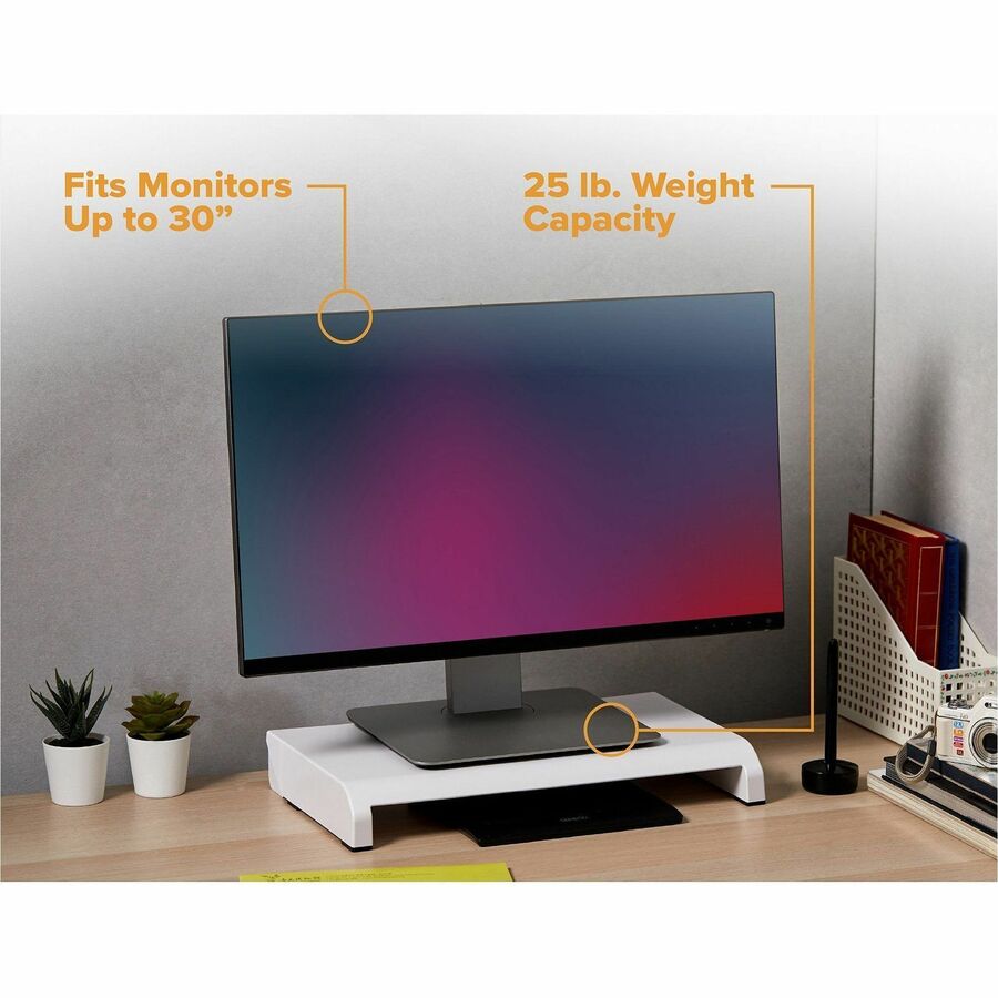 Bostitch Konnect Adjustable Monitor Stand, White, Supports Up to 30" Screen, 25 lb Capacity, 1 Each