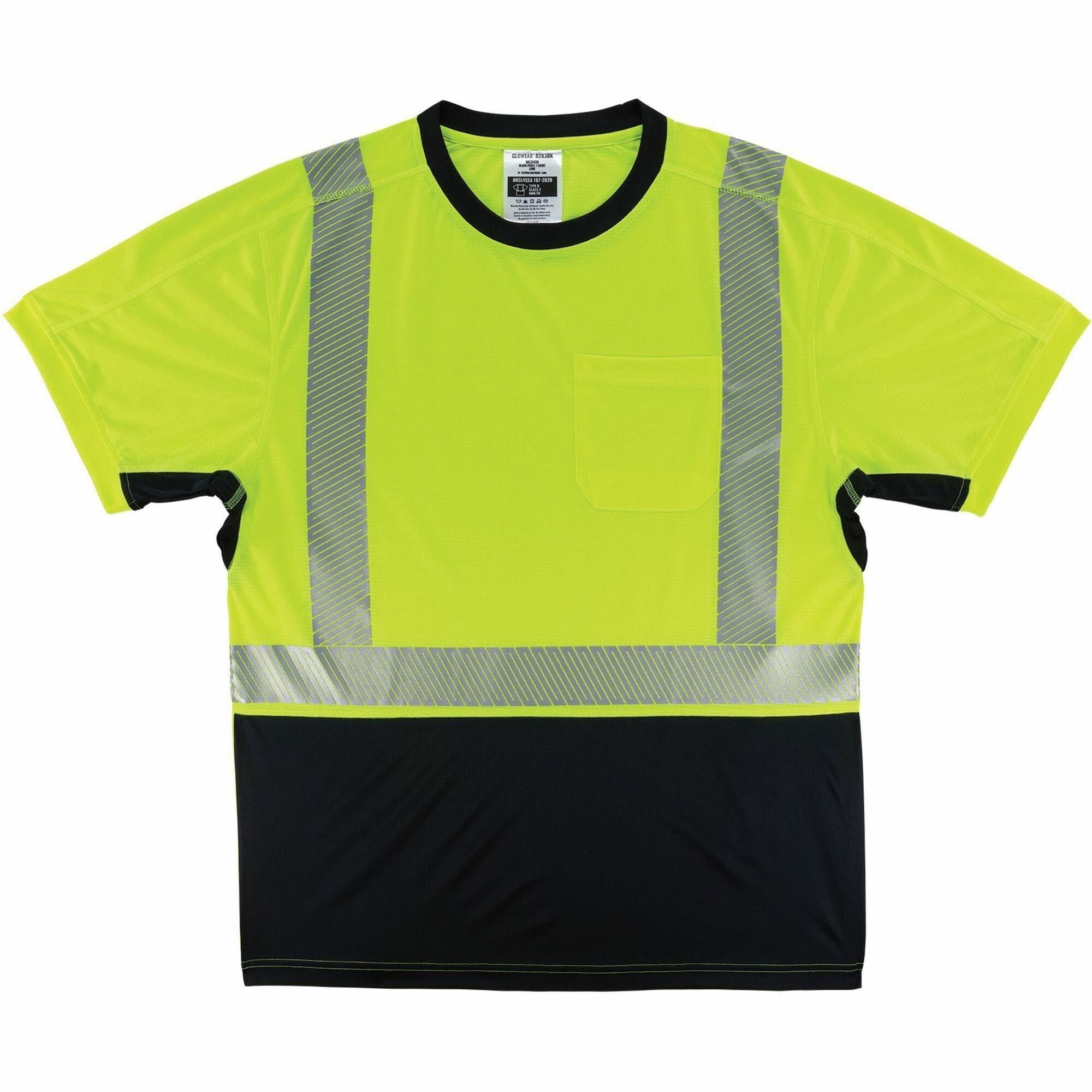 Ergodyne GloWear 8283BK Lightweight Hi-Vis T-Shirt, Large, Lime/Black, 100% Polyester, 1 Each