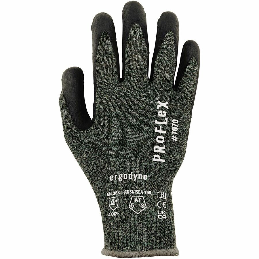 Ergodyne 7070 Nitrile-Coated Cut-Resistant Gloves, Medium, Green, Synthetic Fiber, Touchscreen Capable, Heat, Cut, and Abrasion Resistant, Machine Washable, 2 Pairs per Pack