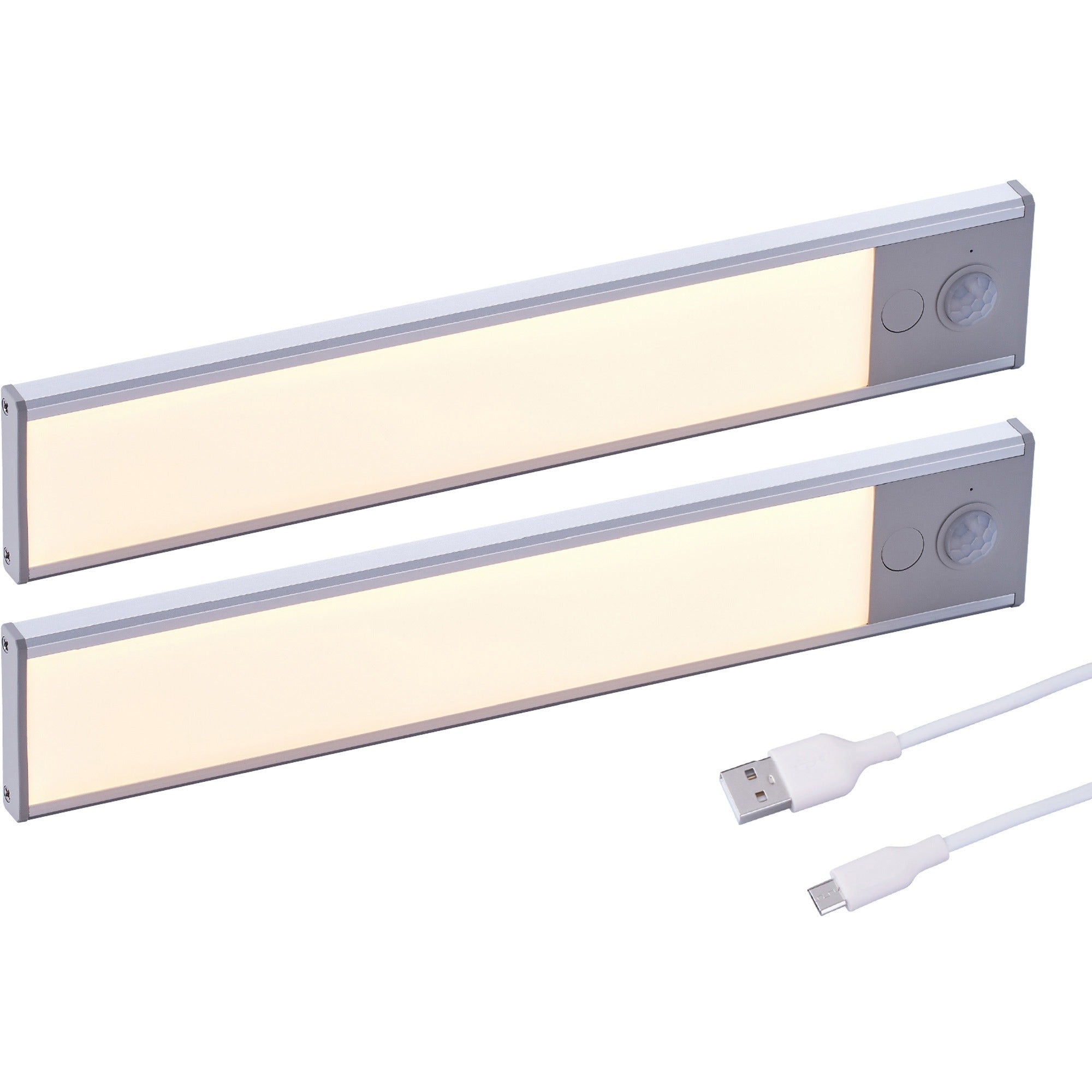 BLACK+DECKER Rechargeable Under Cabinet Lighting Kit, Silver, Includes 1 x 9" Light Bar, 1 x 15" Light Bar, and USB Charging Cable, 1 Each