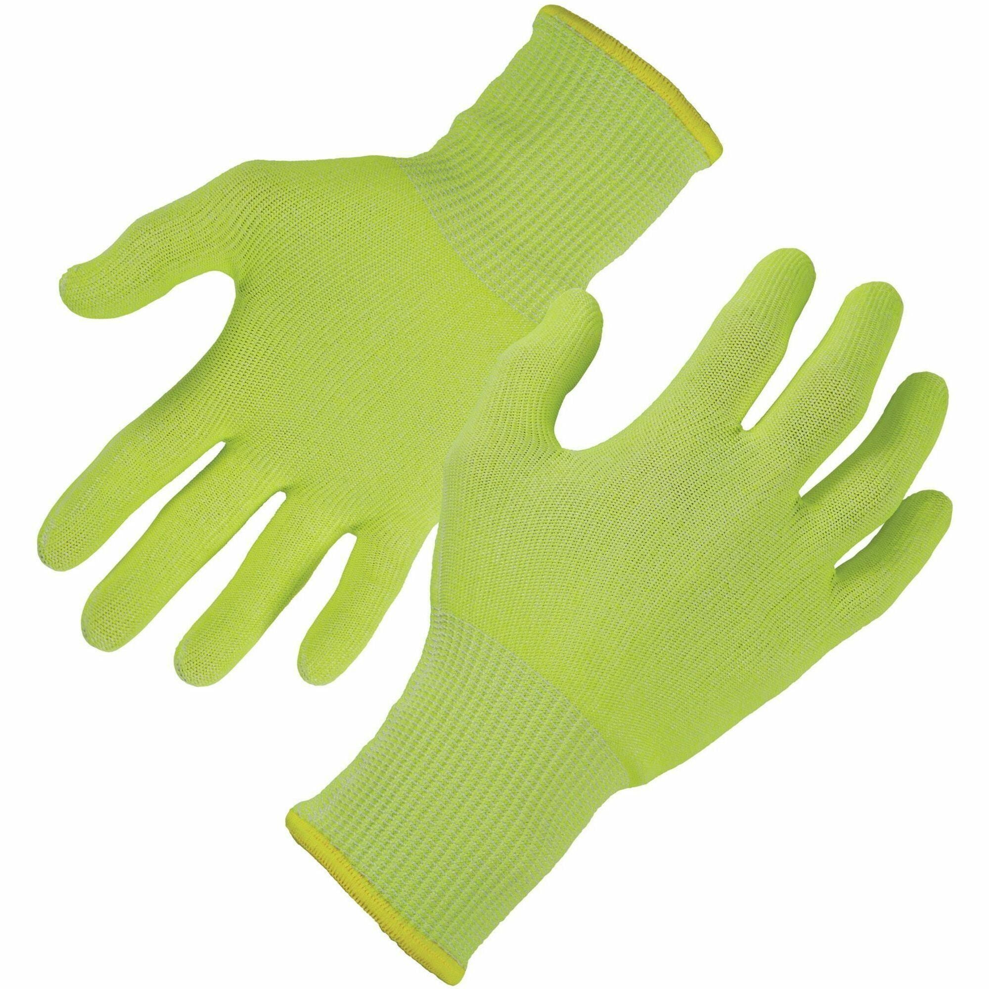 Ergodyne 7040 Cut-Resistant Food-Grade Gloves, Small, 6" Length, Lime, HPPE Fiber, ANSI A4, EN388 Level 5, Breathable, Lightweight, High Visibility, 2 Pairs