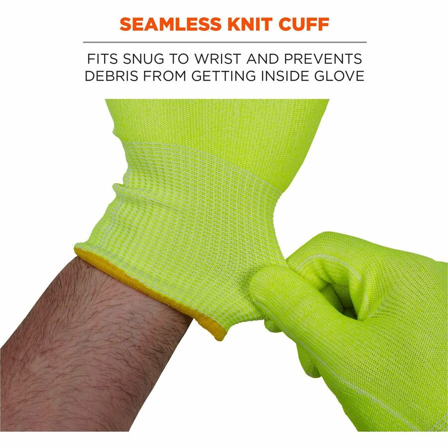 Ergodyne 7040 Cut-Resistant Food-Grade Gloves, Small, 6" Length, Lime, HPPE Fiber, ANSI A4, EN388 Level 5, Breathable, Lightweight, High Visibility, 2 Pairs