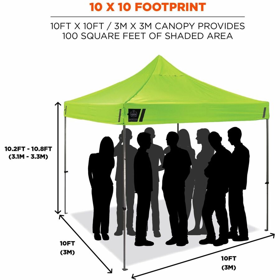 Ergodyne SHAX 6052 Heavy-Duty Window Tent Kit, Canopy Style, Lime, 10 ft x 10 ft x 14 ft, Includes 1 Tent, 2 Sidewalls with Mesh Windows, 2 Weight Bags, Storage Bag, 4 Stakes, 4 Ropes