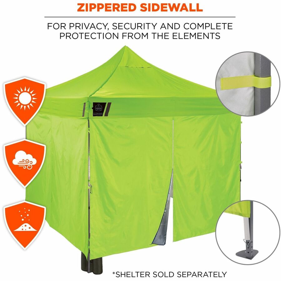 Ergodyne SHAX 6054 Pop-Up Tent Sidewall Kit, Lime, 10 ft x 10 ft, Includes 1 Zippered Sidewall and 3 Standard Sidewalls, Durable Polyester with Polyurethane Coating, Water and UV Resistant, Packaged Quantity: 1 Each