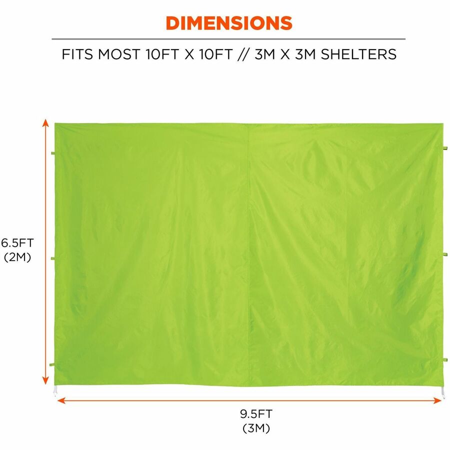 Ergodyne SHAX 6054 Pop-Up Tent Sidewall Kit, Lime, 10 ft x 10 ft, Includes 1 Zippered Sidewall and 3 Standard Sidewalls, Durable Polyester with Polyurethane Coating, Water and UV Resistant, Packaged Quantity: 1 Each