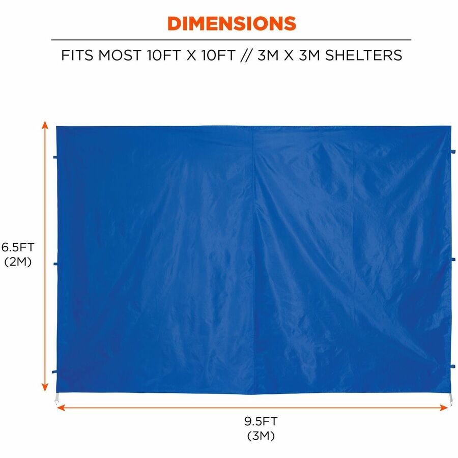 Ergodyne SHAX 6054 Pop-Up Tent Sidewall Kit, Blue, Includes 1 Zippered Sidewall and 3 Standard Sidewalls, 10 ft x 10 ft, Polyurethane/Polyester/Polyethylene Fabric, Water and UV Resistant, CPAI-84 Certified, Packaged Quantity: 1 Each