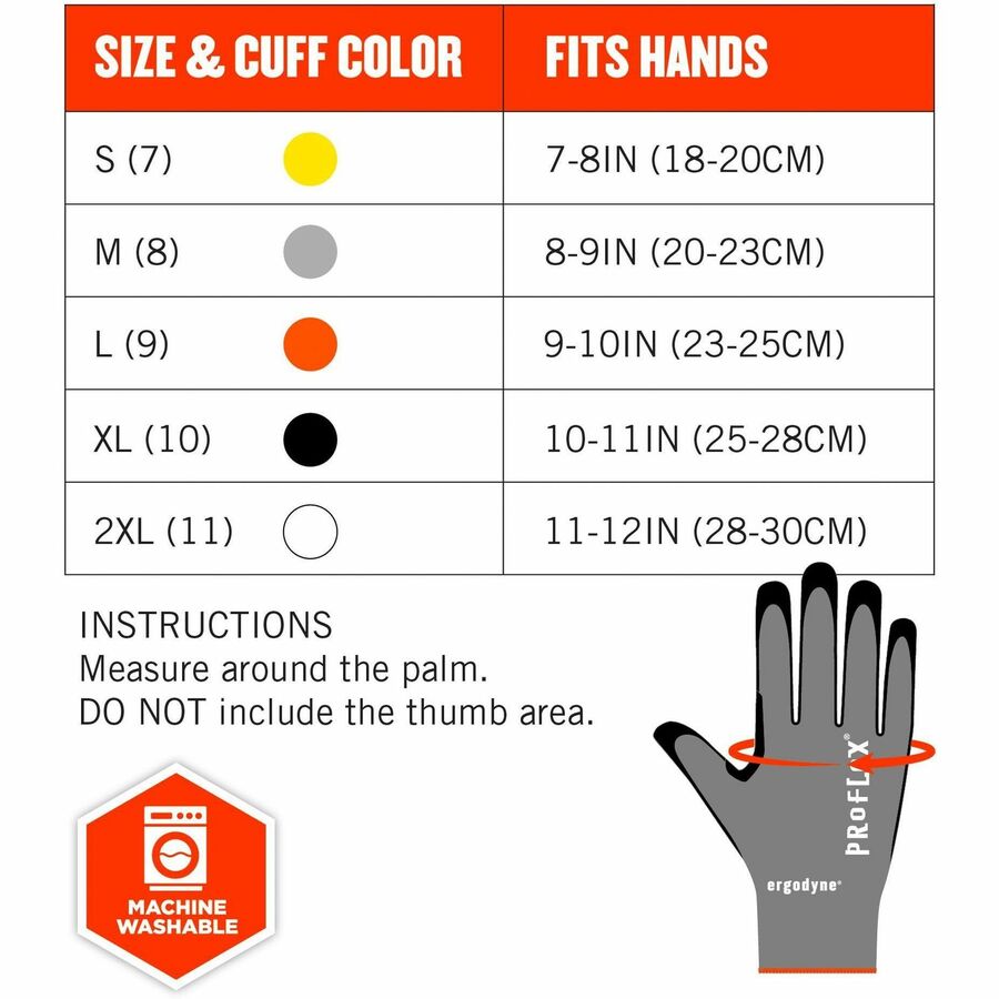 Ergodyne ProFlex 7072 Nitrile-Coated Cut-Resistant Gloves, XXL, Gray, 18-Gauge, ANSI A7, Abrasion Resistant, Dual Layer, Non-slip Grip, Machine Washable, 2 Pairs per Pack