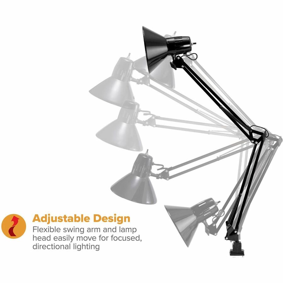 Bostitch Swing Arm Desk Lamp with Clamp, Black