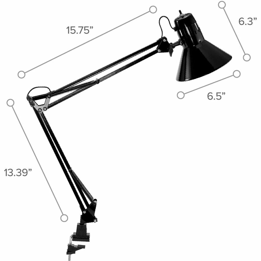 Bostitch Swing Arm Desk Lamp with Clamp, Black