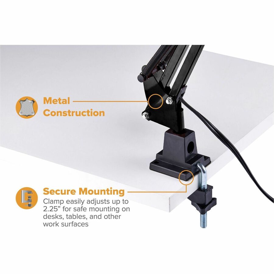 Bostitch Swing Arm Desk Lamp with Clamp, Black