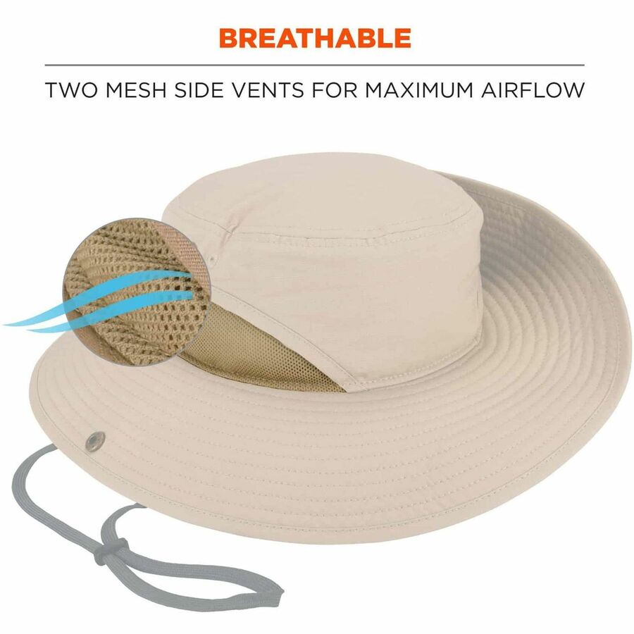 Ergodyne 8936 Lightweight Ranger Hat, Small/Medium, Polyester, Khaki, 1 Each