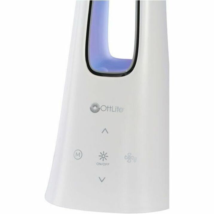 OttLite Cool Breeze LED Fan Lamp, LED Bulb, 3 Color Modes, 5 Brightness Levels, Flexible Neck, Touch Controls, Built-in 3-Speed Fan, 350 Lumens, Desk Mountable, Gray/White, 1 Each