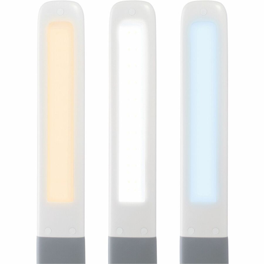 OttLite Cool Breeze LED Fan Lamp, LED Bulb, 3 Color Modes, 5 Brightness Levels, Flexible Neck, Touch Controls, Built-in 3-Speed Fan, 350 Lumens, Desk Mountable, Gray/White, 1 Each