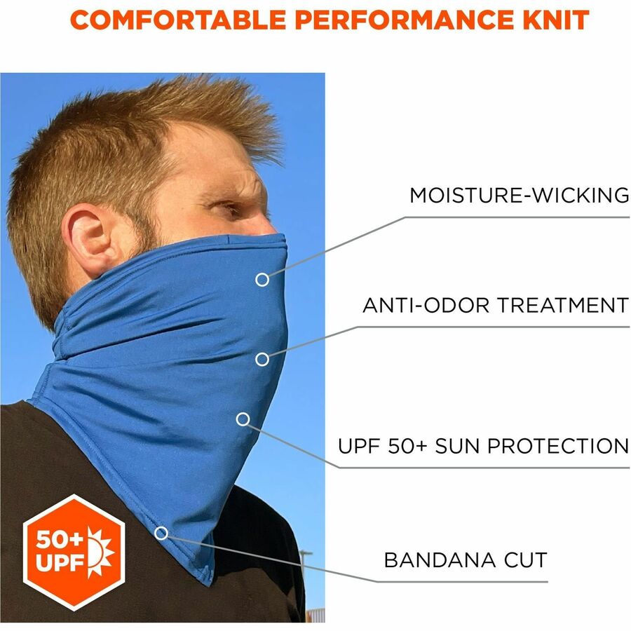 Ergodyne 6483 Cooling Neck Gaiter Bandana with Pocket, Large/Extra Large, Blue, Spandex/Polyester/Microfiber, 1 Each