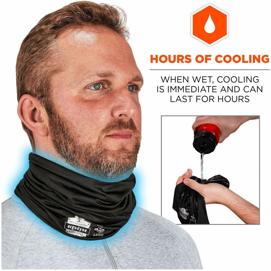 Ergodyne Chill-Its 6489 2-Layer Cooling Multi-Band, Small/Medium, Black, Polyester/Microfiber/Spandex, 1 Each