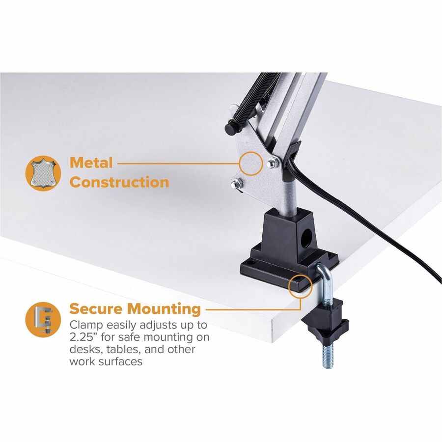 Bostitch Swing Arm Desk Lamp with Clamp, Silver