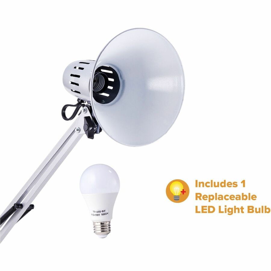 Bostitch Swing Arm Desk Lamp with Clamp, Silver