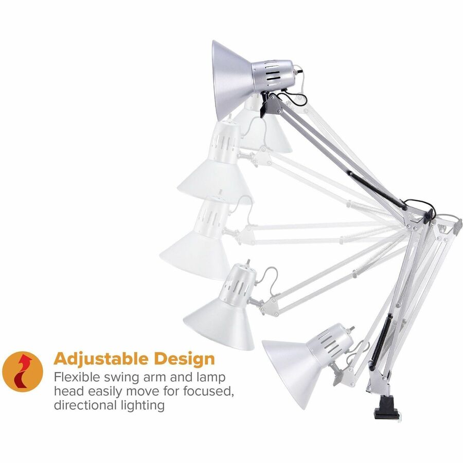 Bostitch Swing Arm Desk Lamp with Clamp, Silver