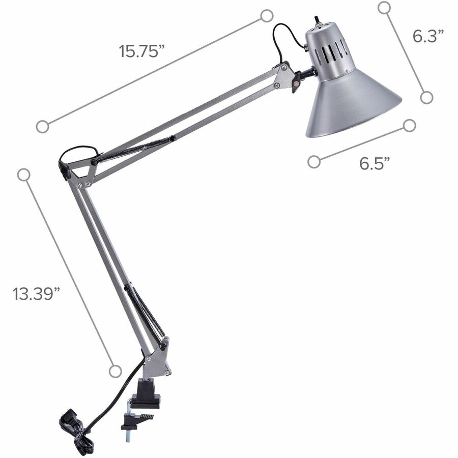 Bostitch Swing Arm Desk Lamp with Clamp, Silver