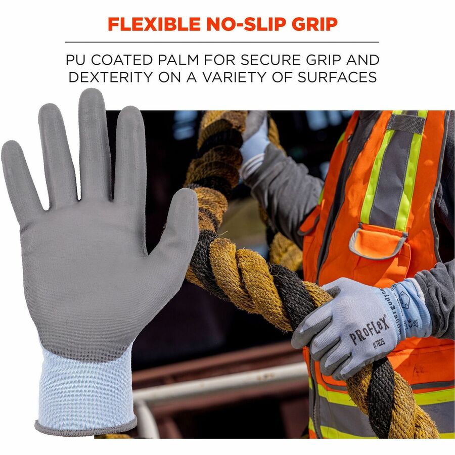 Ergodyne 7025 PU-Coated Cut-Resistant Gloves, Medium, Blue, Touchscreen Capable, ANSI A2 Cut Level, Abrasion Resistant, 2 Pairs per Pack