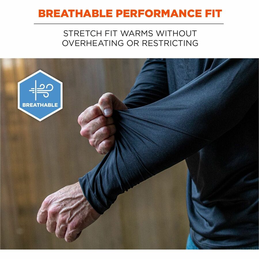 Ergodyne 6436 Long-Sleeve Base-Layer Shirt, Medium, Black, Polyester/Spandex, 1 Each