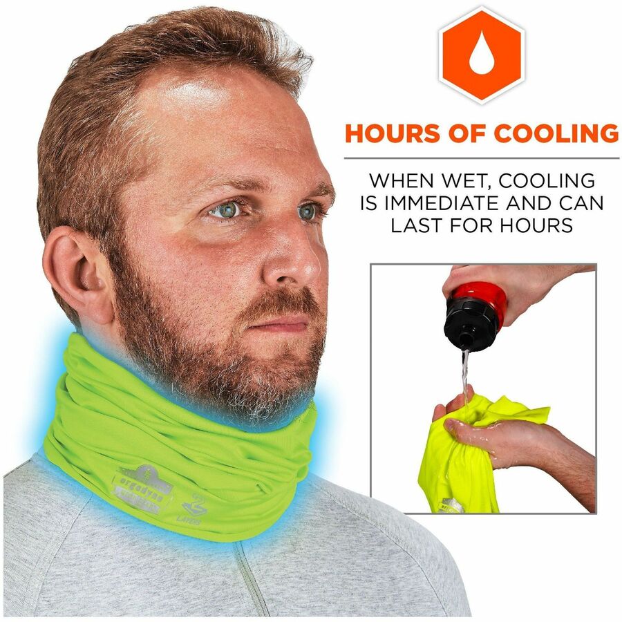 Ergodyne Chill-Its 6489 2-Layer Cooling Multi-Band, 2XL/3XL, Lime, Polyester/MicroFiber/Spandex, 1 Each