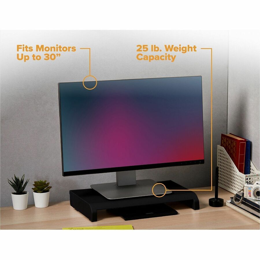 Bostitch Konnect Adjustable Monitor Stand, Black, Supports Up to 30" Screen, 25 lb Load Capacity, 1 Each
