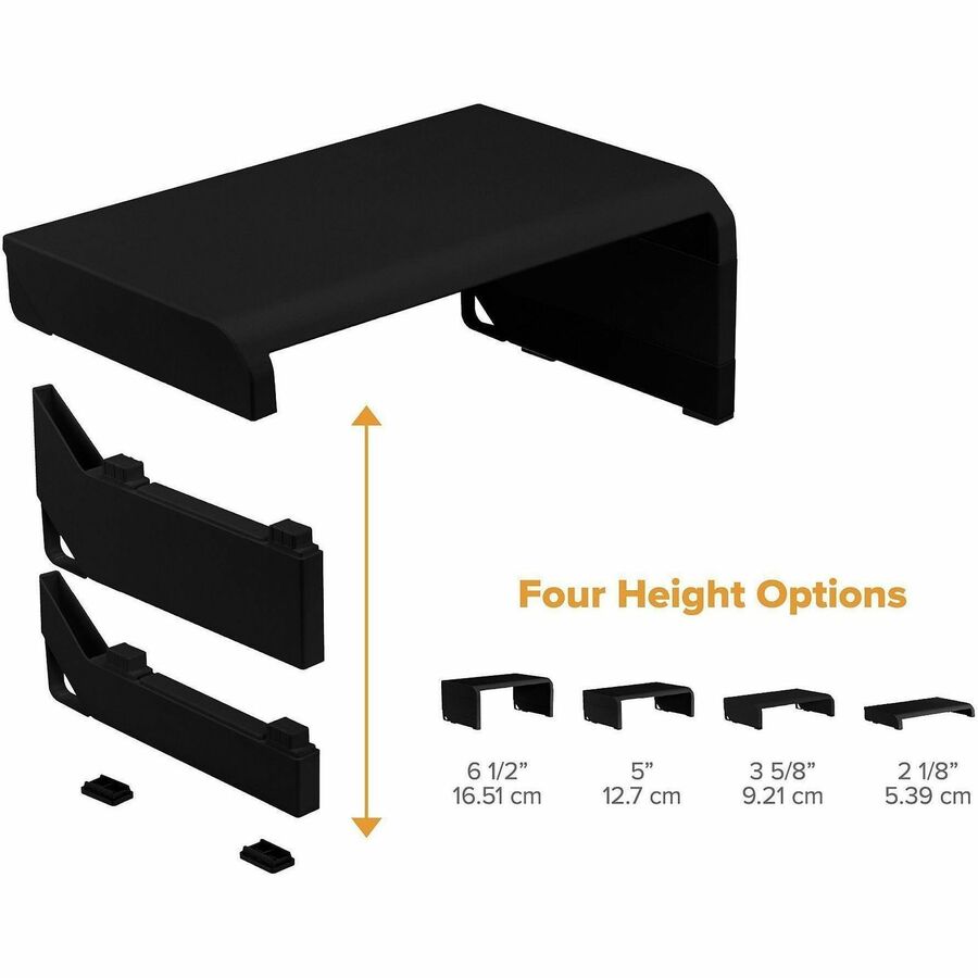 Bostitch Konnect Adjustable Monitor Stand, Black, Supports Up to 30" Screen, 25 lb Load Capacity, 1 Each