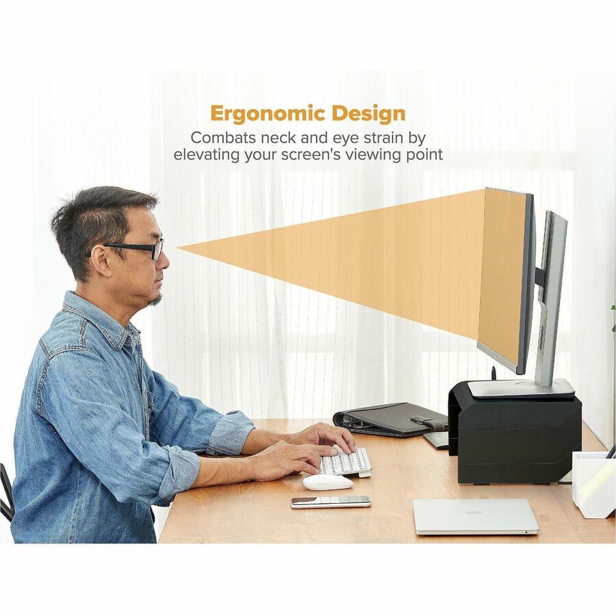 Bostitch Konnect Adjustable Monitor Stand, Black, Supports Up to 30" Screen, 25 lb Load Capacity, 1 Each